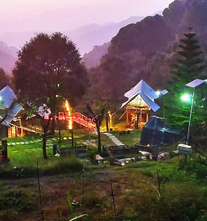 A riverside camp near Bir at dusk